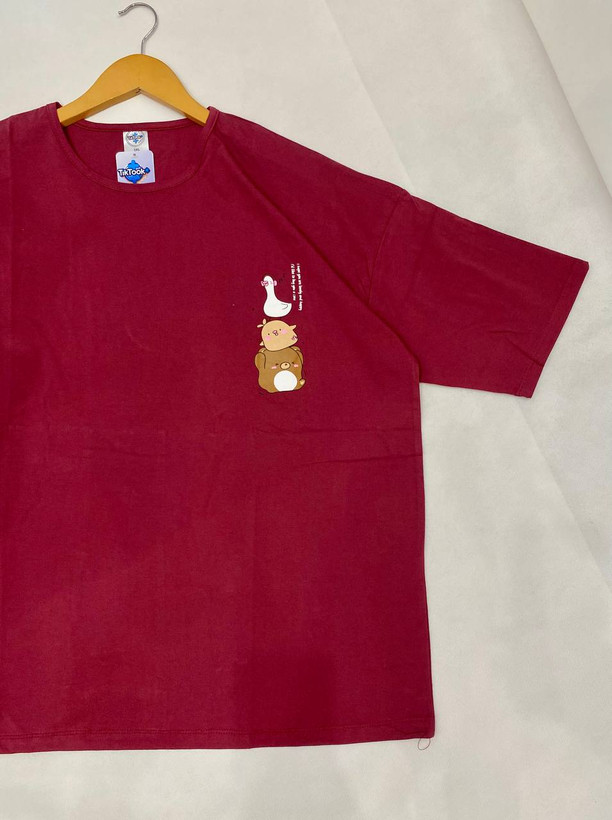 تیشرت زنانه سایز خیلی بزرگ 5XL نخ پنبه طرح اردک | راحتی روزمره + قسطی