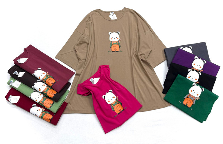 تیشرت زنانه سایز بزرگ 5XL باکسی موش نارنجی+ خرید قسطی